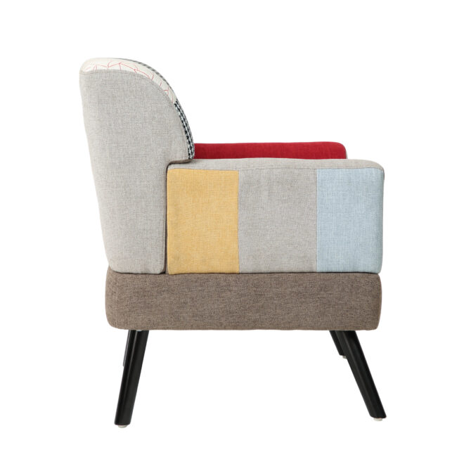 Patchwork Accent Chair, Mid Century Modern Fabric Club Chair for Bedroom Comfy, Colourful Single Sofa Chair for Livingroom, Bedroom, Office, Study and Reading Room - Image 5