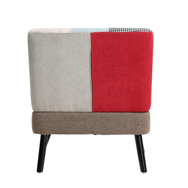 Patchwork Accent Chair, Mid Century Modern Fabric Club Chair for Bedroom Comfy, Colourful Single Sofa Chair for Livingroom, Bedroom, Office, Study and Reading Room - Image 7
