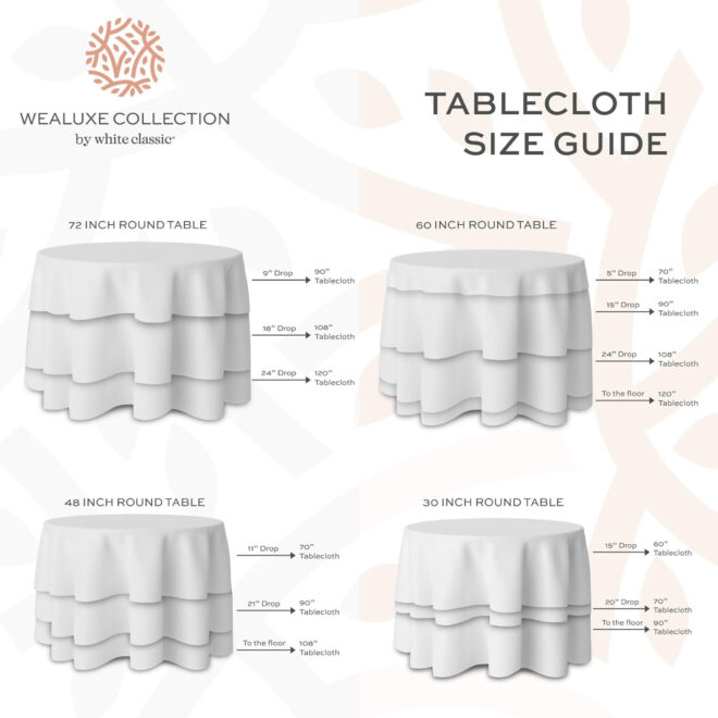 2 Pack White Round Tablecloths 90 Inch [Perfect Size for 30 60 Inch Tables] 200 GSM Premium Quality Textured Washable Polyester Fabric 90 Table Cloth White - Image 2