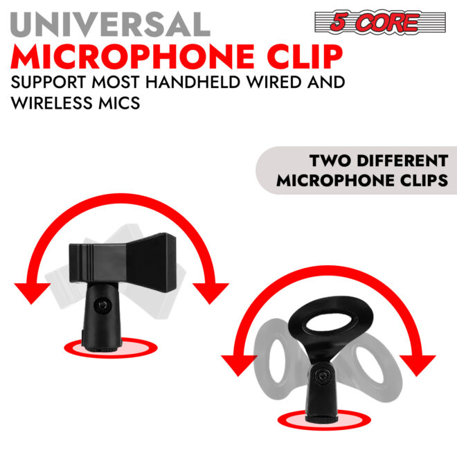 5 Core Tripod Mic Stand Floor Adjustable 31 to 76 Inches Boom Arm Holder Microphone Stands 360 Degree Rotating + Dual Mic - MS DBL - Image 12