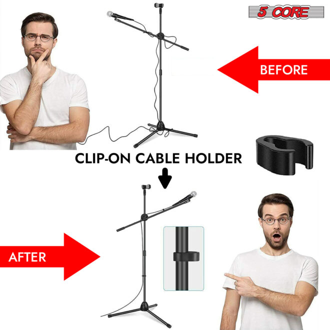 5 Core Tripod Mic Stand Floor Adjustable 31 to 76 Inches Boom Arm Holder Microphone Stands 360 Degree Rotating + Dual Mic - MS DBL - Image 6