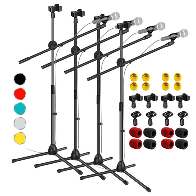 5 Core Tripod Mic Stand Floor Adjustable 31 to 76 Inches Boom Arm Holder Microphone Stands 360 Degree Rotating + Dual Mic - MS DBL - Image 13