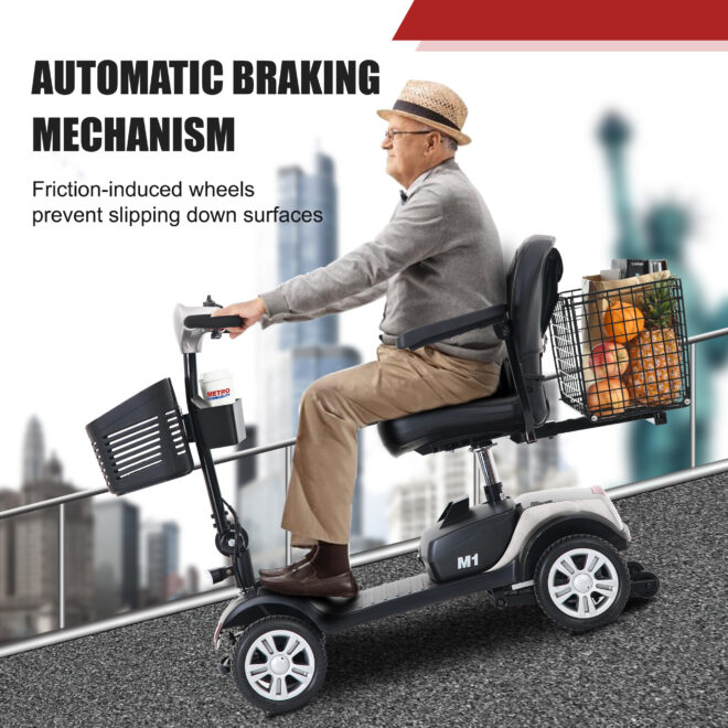 Four wheels Compact Travel Mobility Scooter with 300W Motor for Adult-300lbs, SILVER - Image 16