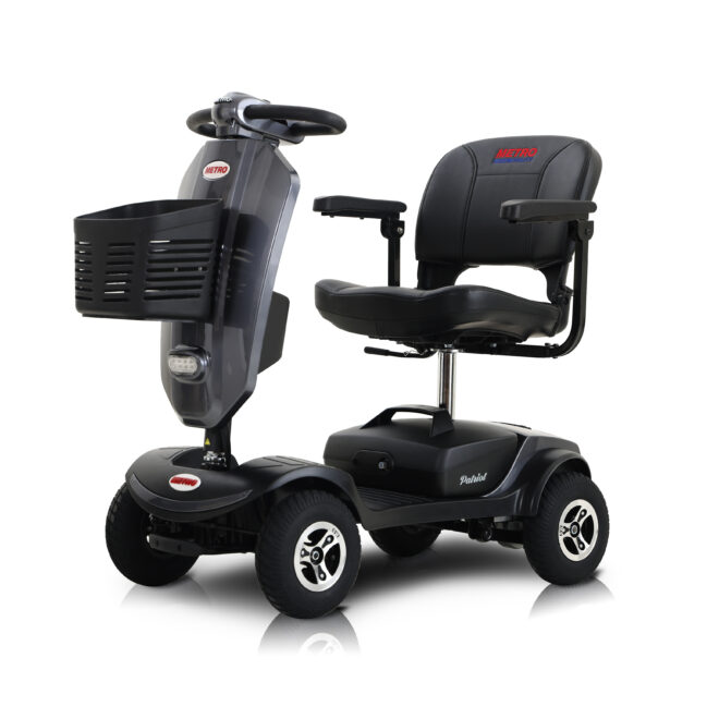 Outdoor compact mobility scooter with windshield ,300W Motor, Travel - Long Range Power Extended Battery with Cup holders & USB charger port,METALLIC GREY - Image 2