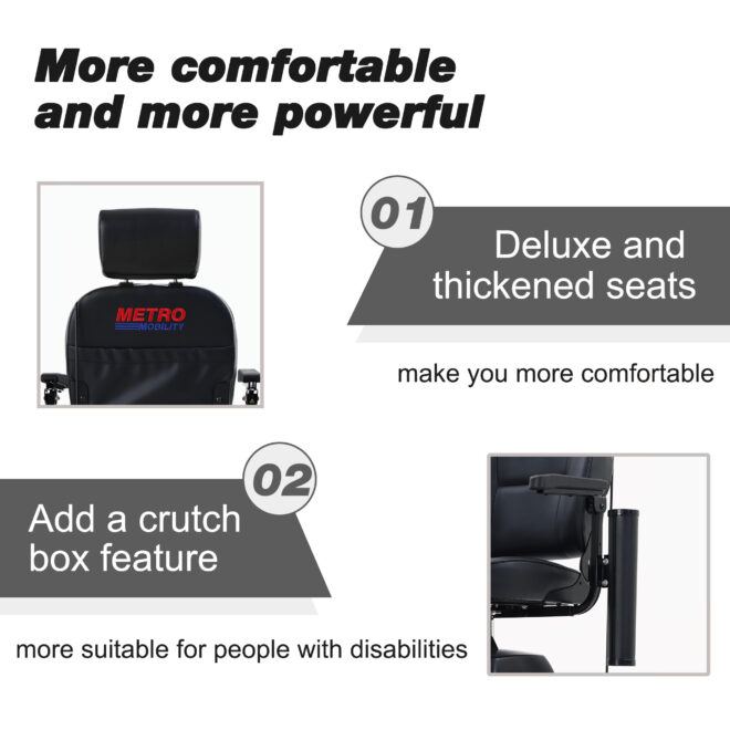 MAX PLUS GREY 4 Wheels Outdoor Compact Mobility Scooter with 2pcs*20AH Lead acid Battery, 16Miles, USB Charger Port & Cup Holders, 300W Motor - Image 3