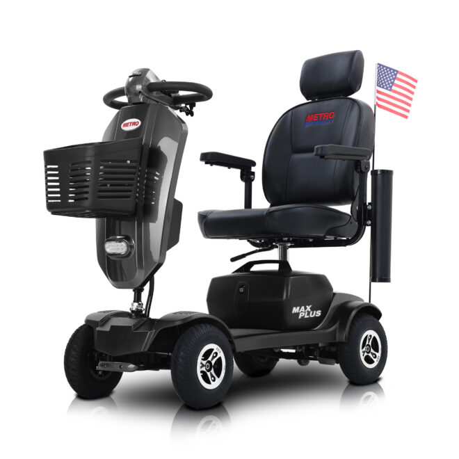 MAX PLUS GREY 4 Wheels Outdoor Compact Mobility Scooter with 2pcs*20AH Lead acid Battery, 16Miles, USB Charger Port & Cup Holders, 300W Motor - Image 6