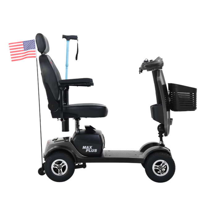 MAX PLUS GREY 4 Wheels Outdoor Compact Mobility Scooter with 2pcs*20AH Lead acid Battery, 16Miles, USB Charger Port & Cup Holders, 300W Motor - Image 9