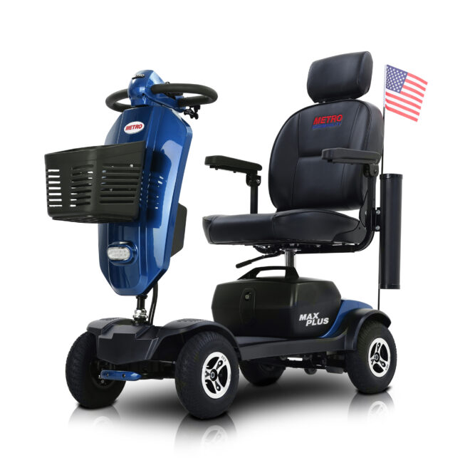 MAX PLUS BLUE 4 Wheels Outdoor Compact Mobility Scooter with 2pcs*20AH Lead acid Battery,Max Driving Range 16 Miles with Cup holders & USB charger port - Image 6
