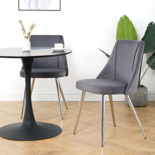 Modern Grey Velvet Dining Chairs , Fabric Accent Upholstered Chairs Side Chair with chrome Legs for Home Furniture Living Room Bedroom Kitchen Dinning room(set of 4) - Image 14