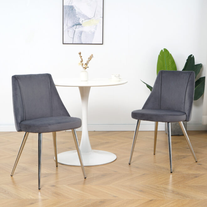 Modern Grey Velvet Dining Chairs , Fabric Accent Upholstered Chairs Side Chair with chrome Legs for Home Furniture Living Room Bedroom Kitchen Dinning room(set of 4) - Image 15
