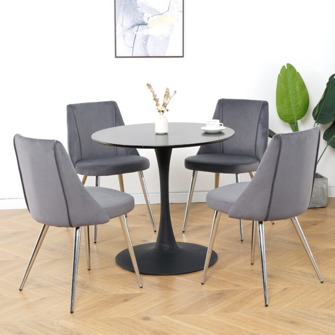 Modern Grey Velvet Dining Chairs , Fabric Accent Upholstered Chairs Side Chair with chrome Legs for Home Furniture Living Room Bedroom Kitchen Dinning room(set of 4) - Image 16