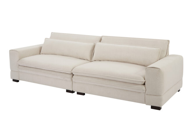 Mid-Century Sofa Couch Modern Upholstered Couch for Livingroom,Bedroom, Apartment, Home Office Beige - Image 2