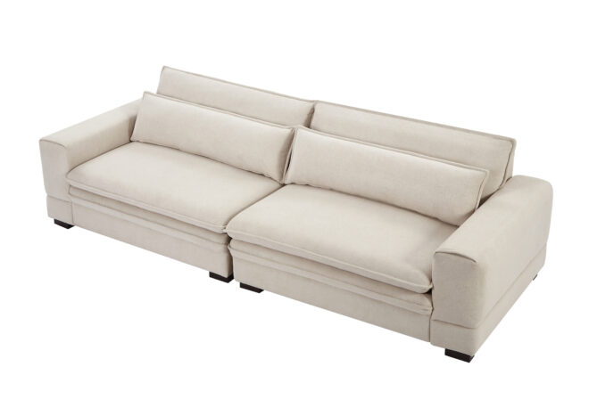 Mid-Century Sofa Couch Modern Upholstered Couch for Livingroom,Bedroom, Apartment, Home Office Beige - Image 3
