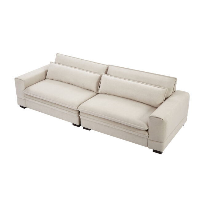 Mid-Century Sofa Couch Modern Upholstered Couch for Livingroom,Bedroom, Apartment, Home Office Beige - Image 5