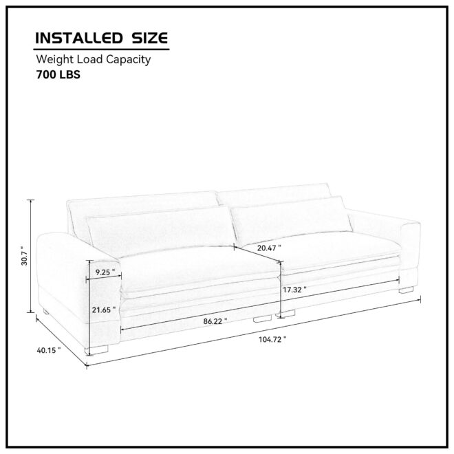 Mid-Century Sofa Couch Modern Upholstered Couch for Livingroom,Bedroom, Apartment, Home Office Beige - Image 10