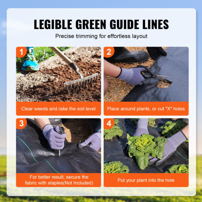 VEVOR 13FTx108FT Premium Heavy Duty Weed Barrier Landscape Fabric, 5OZ Woven Geotextile Fabric Under Gravel, High Permeability for Weed Blocker Weed Mat, Driveway Fabric, Weed Control Garden Cloth - Image 5