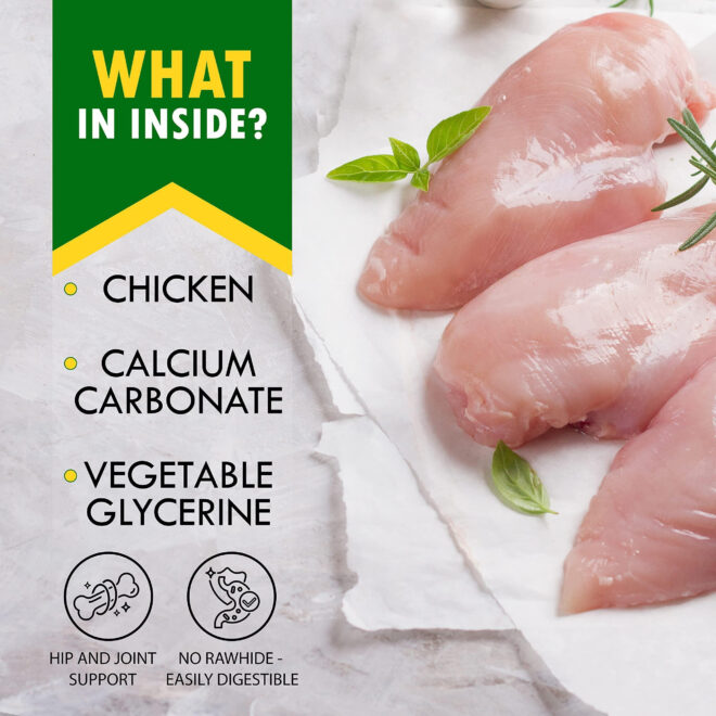 Dog Calcium Bones Wrapped Chicken & Rawhide Free Chew Treats Pet Healthy Dried Snacks Grain Free Organic Meat Chews for Training Small Large Dogs - Image 3