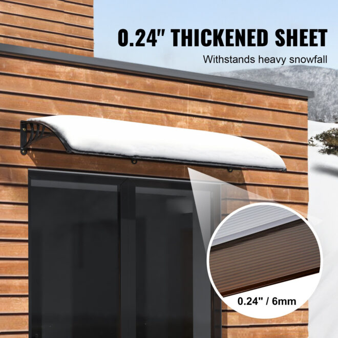 Window Door Awning Canopy 80" x 40", UPF 50+ Polycarbonate - Image 4