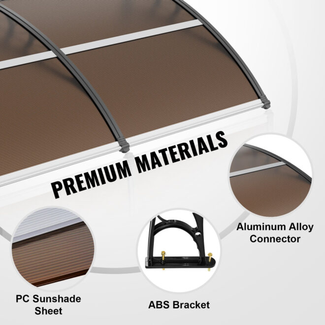 Window Door Awning Canopy 80" x 40", UPF 50+ Polycarbonate - Image 6