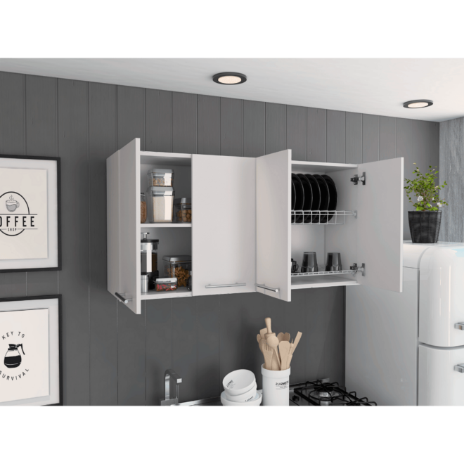 Sitka Wall Cabinet, Two Spacious Divisions, Four Doors - Image 5
