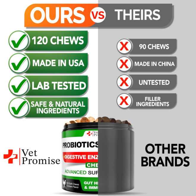 Probiotics for Dogs Digestive Enzymes for Good Health Itchy Skin 120 Chews - Image 5