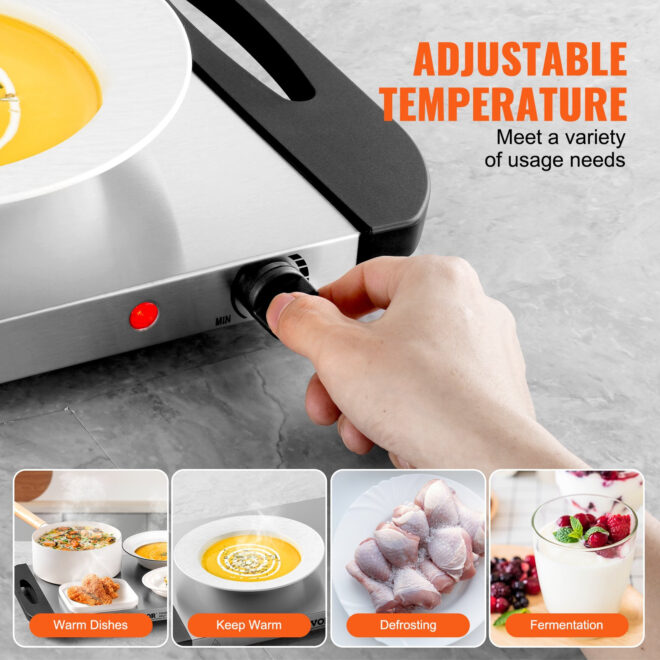 VEVOR Electric Warming Tray Buffet Food Warming w/ Temp Control Stainless Steel - Image 3