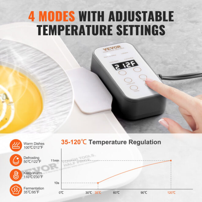 VEVOR Electric Warming Tray Rollable Food Warming Mat w/ Temp Control for Buffet - Image 3