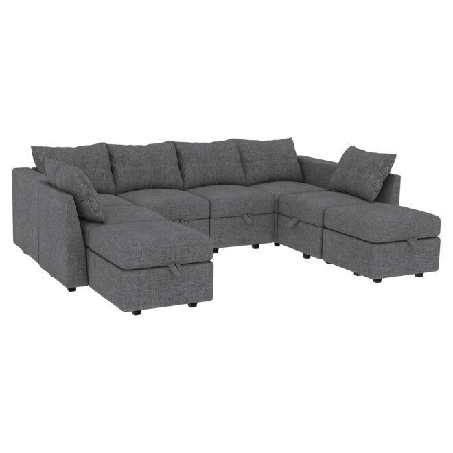 Livelylodge Modern L-Shaped Modular Sectional Sofa, Polyester Upholstery with Sturdy Wooden Frame, Comfortable Couch for Living Room or Office, Space-Saving Design 109''L x 78''W x 34''H - Image 17