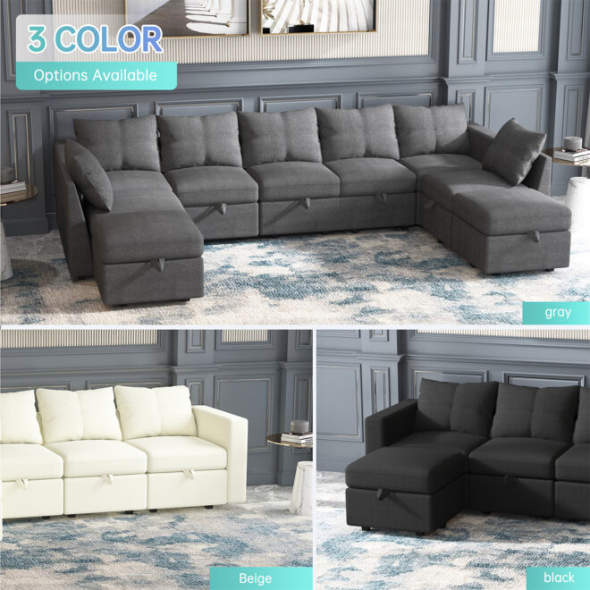 Livelylodge Modern L-Shaped Modular Sectional Sofa, Polyester Upholstery with Sturdy Wooden Frame, Comfortable Couch for Living Room or Office, Space-Saving Design 109''L x 78''W x 34''H - Image 24