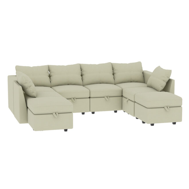 Livelylodge Modern L-Shaped Modular Sectional Sofa, Polyester Upholstery with Sturdy Wooden Frame, Comfortable Couch for Living Room or Office, Space-Saving Design 109''L x 78''W x 34''H - Image 9