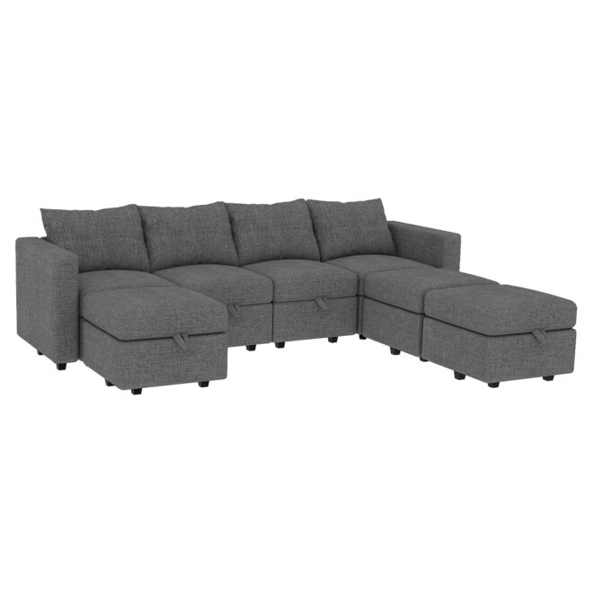 Livelylodge Modern L-Shaped Modular Sectional Sofa, Polyester Upholstery with Sturdy Wooden Frame, Comfortable Couch for Living Room or Office, Space-Saving Design 109''L x 78''W x 34''H - Image 9