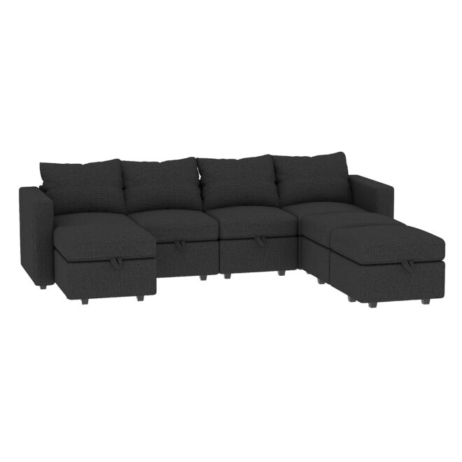Livelylodge Modern L-Shaped Modular Sectional Sofa, Polyester Upholstery with Sturdy Wooden Frame, Comfortable Couch for Living Room or Office, Space-Saving Design 109''L x 78''W x 34''H - Image 17