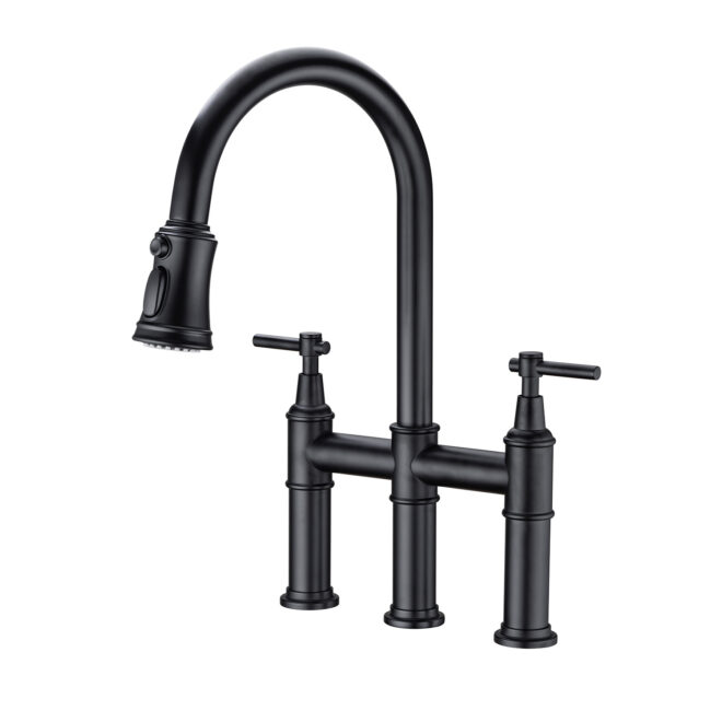 Bridge Kitchen Faucet with Pull-Down Sprayhead in Spot - Image 2