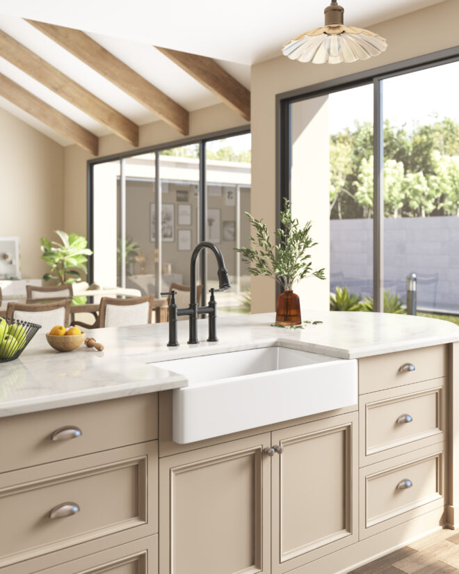 Bridge Kitchen Faucet with Pull-Down Sprayhead in Spot - Image 15