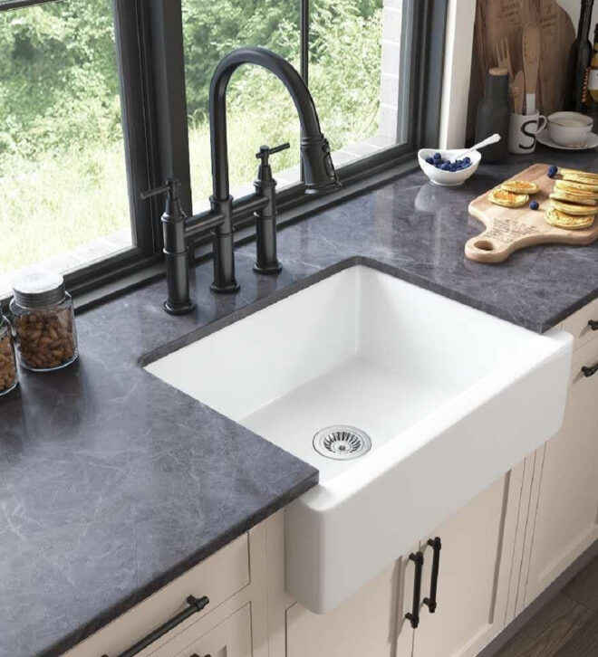 Bridge Kitchen Faucet with Pull-Down Sprayhead in Spot - Image 17