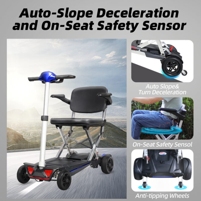 MOBIFREE Powered Lightweight Manual Folding Mobility Scooter M2020 for Adults and Seniors. - Image 7