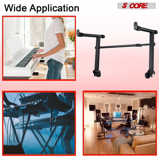 5 Core 2 tier Keyboard Stand Extension Adapter Adjustable Width 2nd Tier X-Style Piano Stands Attachment for 54 - 88 Key Music Keyboards, Z Style & Double Stand Extender KS 2T - Image 4