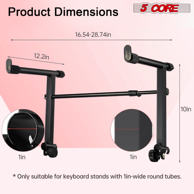 5 Core 2 tier Keyboard Stand Extension Adapter Adjustable Width 2nd Tier X-Style Piano Stands Attachment for 54 - 88 Key Music Keyboards, Z Style & Double Stand Extender KS 2T - Image 5