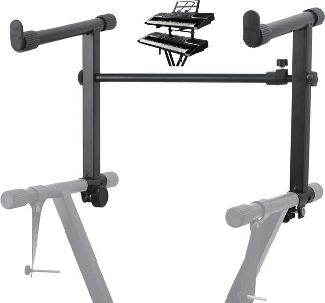5 Core 2 tier Keyboard Stand Extension Adapter Adjustable Width 2nd Tier X-Style Piano Stands Attachment for 54 - 88 Key Music Keyboards, Z Style & Double Stand Extender KS 2T