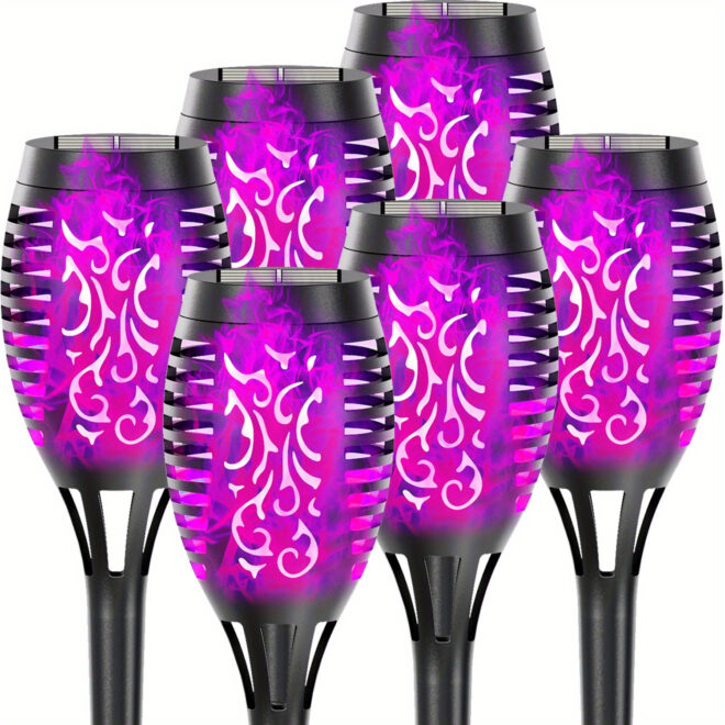 4/8/12pcs/pack Solar Outdoor Lights, 12LED Solar Torch Lights With Flickering Flame For Garden Decor, Mini IP65 Waterproof Landscape Flame Lights For Yard Pathway Patio Pool - Auto On/Off - Image 57