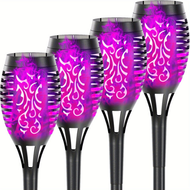 4/8/12pcs/pack Solar Outdoor Lights, 12LED Solar Torch Lights With Flickering Flame For Garden Decor, Mini IP65 Waterproof Landscape Flame Lights For Yard Pathway Patio Pool - Auto On/Off - Image 146