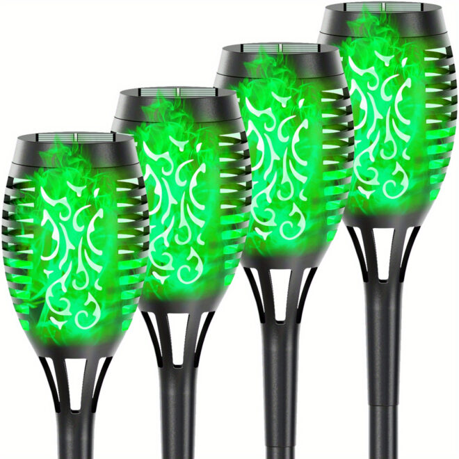 4/8/12pcs/pack Solar Outdoor Lights, 12LED Solar Torch Lights With Flickering Flame For Garden Decor, Mini IP65 Waterproof Landscape Flame Lights For Yard Pathway Patio Pool - Auto On/Off - Image 8