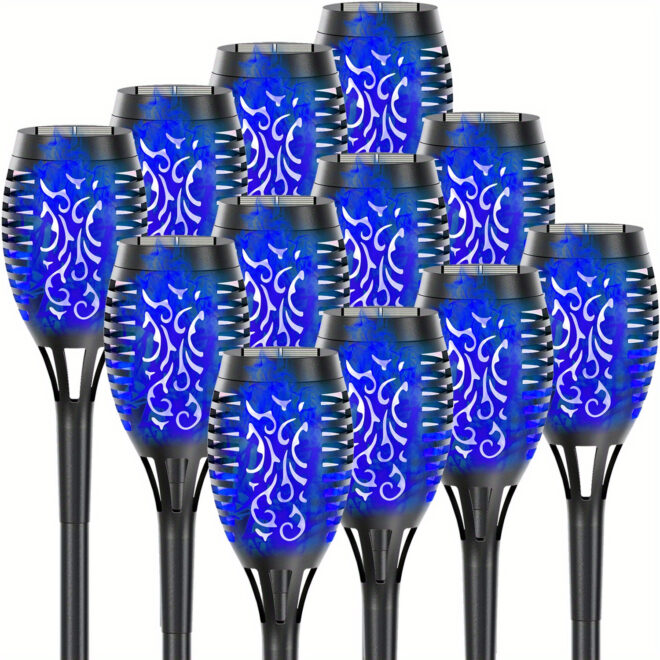 4/8/12pcs/pack Solar Outdoor Lights, 12LED Solar Torch Lights With Flickering Flame For Garden Decor, Mini IP65 Waterproof Landscape Flame Lights For Yard Pathway Patio Pool - Auto On/Off - Image 29