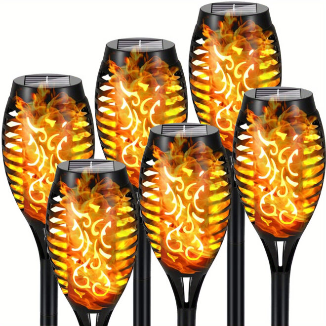 4/8/12pcs/pack Solar Outdoor Lights, 12LED Solar Torch Lights With Flickering Flame For Garden Decor, Mini IP65 Waterproof Landscape Flame Lights For Yard Pathway Patio Pool - Auto On/Off - Image 118