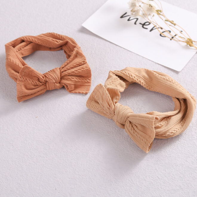 3-Piece Set Infant Baby Elastic Headband Jacquard Wide-Brimmed Nylon Bow Children's Hair Band - Image 5