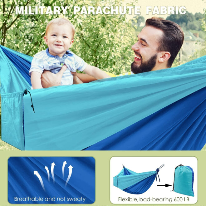 1pc Outdoor Camping Hammock; Portable Nylon Parachute Hammock 106*55in - Image 31