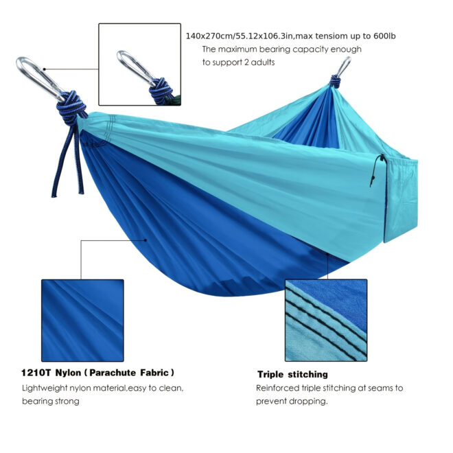1pc Outdoor Camping Hammock; Portable Nylon Parachute Hammock 106*55in - Image 48