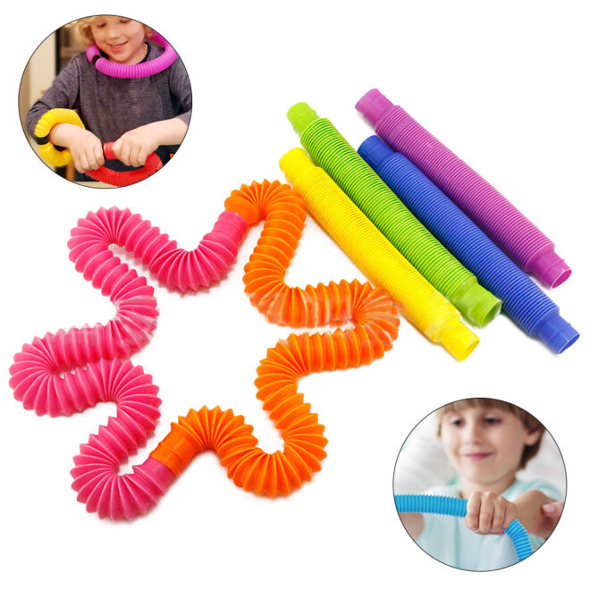 1pc Fidget Toys Creative Magical Toy Colorful Circle Funny Toys Folding Plastic Pop Tube Coil Children'S Development Educational - Image 2
