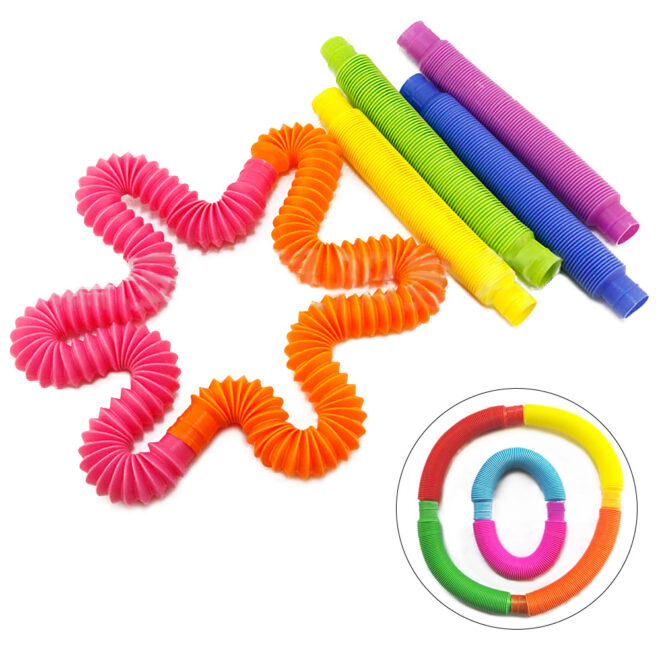 1pc Fidget Toys Creative Magical Toy Colorful Circle Funny Toys Folding Plastic Pop Tube Coil Children'S Development Educational - Image 3