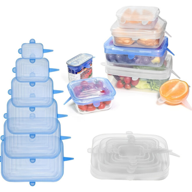 6pcs Rectangular Silicone Fresh-keeping Lid; Eco-friendly Reusable Food Covers For Bowls; Cups; Cans; Fit Different Sizes & Shapes Of Container; Dishwasher & Freezer Safe - Image 10